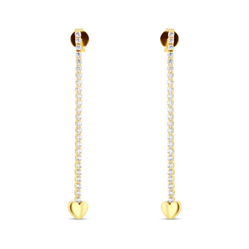 Aretes Corazon De Oro Amarillo 14k Con Zirconia... image number null