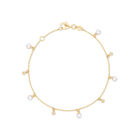Pulsera De Oro Amarillo 14K Con Perla Y Zirconias (17 + 1.5Cm Aprox)
