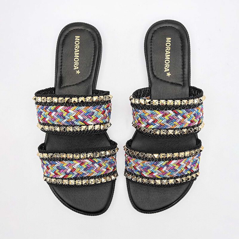 Moramora sandalia piso para mujer negro multico... image number null