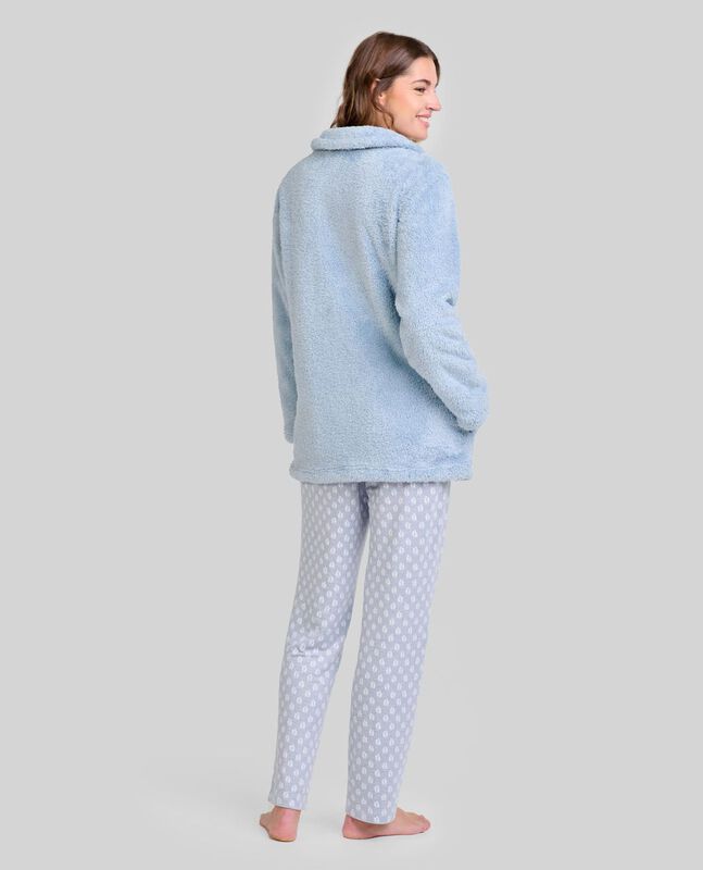 Conjunto de Pijama y Bata con Estampado de Hoja... image number null