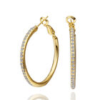 Arracadas en Baño de Oro Amarillo de 18K con Cristales en Color Blanco