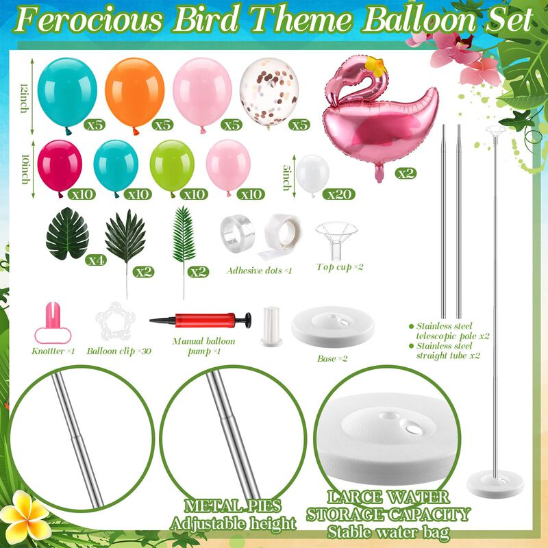 Kit De Columna De Globos Tropicales Flamingo Hu... image number null