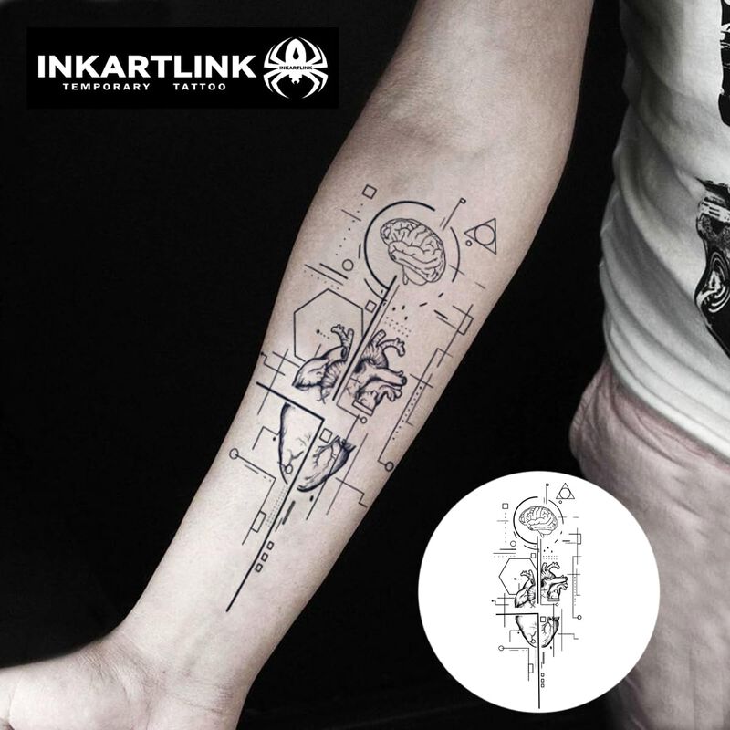 Tatuajes Temporales Inkartlink Heart Hrain Impe... image number null