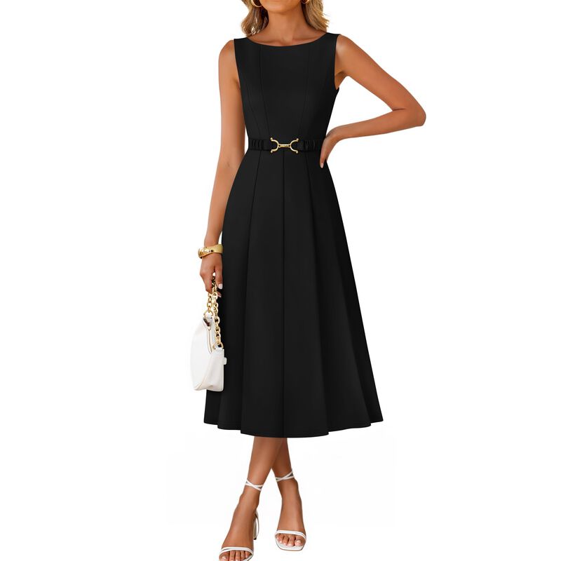 Vestido Zesica Sin Mangas Midi Negro M image number null