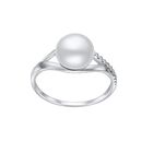 Anillo De Oro Blanco 14k Con Zirconias Y Perla - 511001 Talla 6