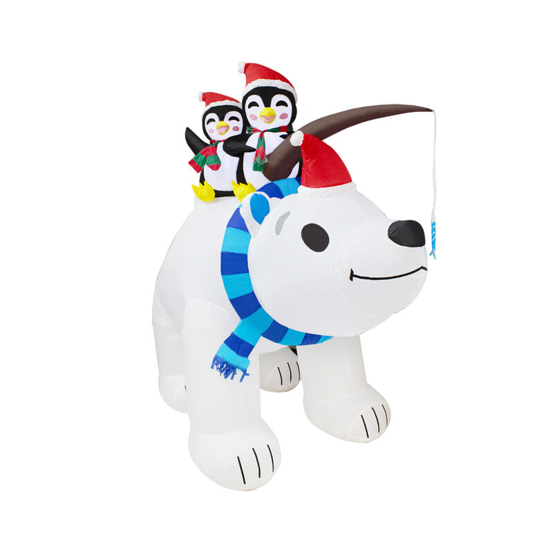 Inflable Navideño Oso Polar con pingüino Luz Le... image number null