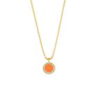 COLLAR OCEAN CADENA CHAPADA EN ORO Y CHARM NARANJA CON ZIRCONIAS