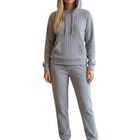 Conjunto Mujer 2 Piezas Sudadera y Pants Jogger CONJ-0101 Gris Suave Invierno