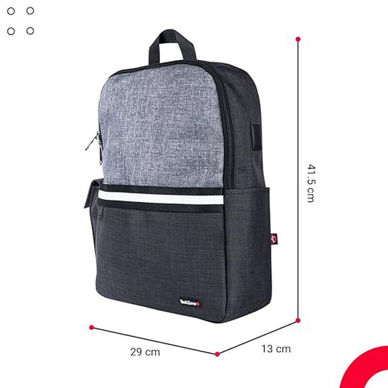 Mochila TechZone Negro con Gris Modelo GLAD Por... image number null