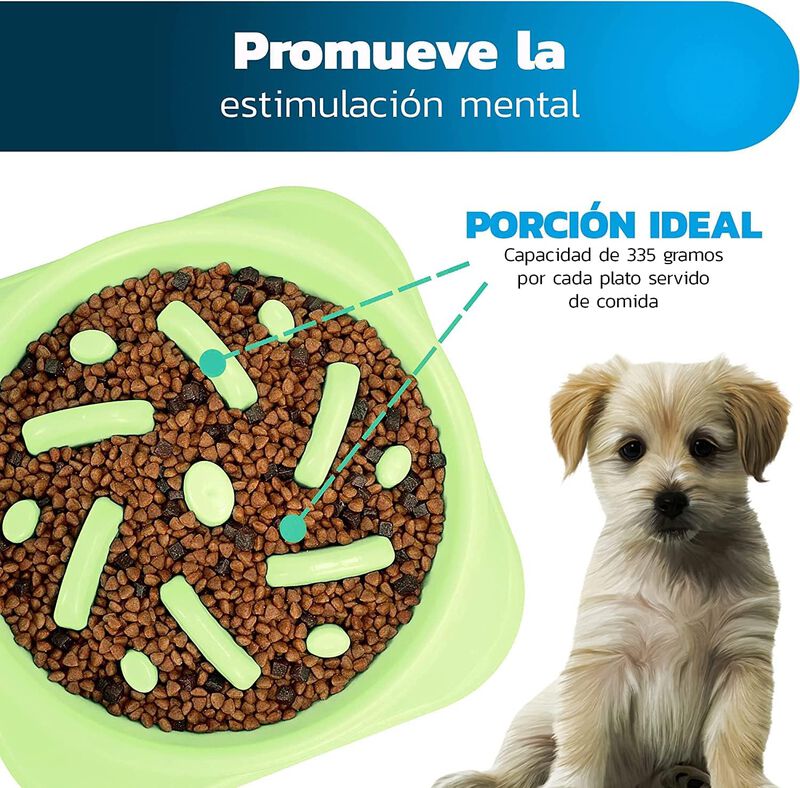 Plato de Alimentación Lenta Verde para Mascotas... image number null