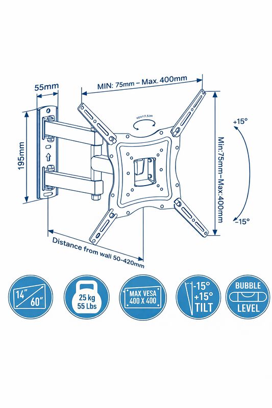 Soporte de Pared para TV 14"-60" Audiobahn AMT1... image number null