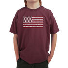 Camiseta Word Art Para Ni&ntilde;o - Bandera USA De Los 50 Estados - Granate