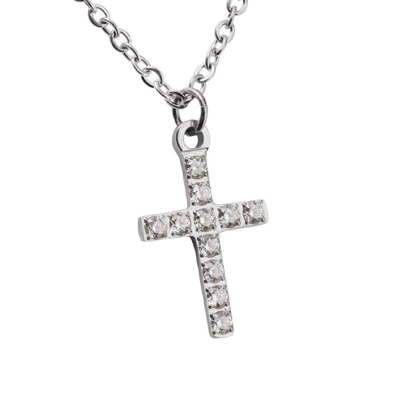 Collares Mujer Acero Inoxidable Cruz Zirconia C... image number null
