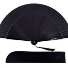 Abanico Plegable Amajiji De Seda De Bamb&uacute; De Mano, 21 Cm, Negro