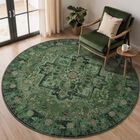 Alfombra Redonda Jainmy 183 cm Verde Lavable Y Antideslizante