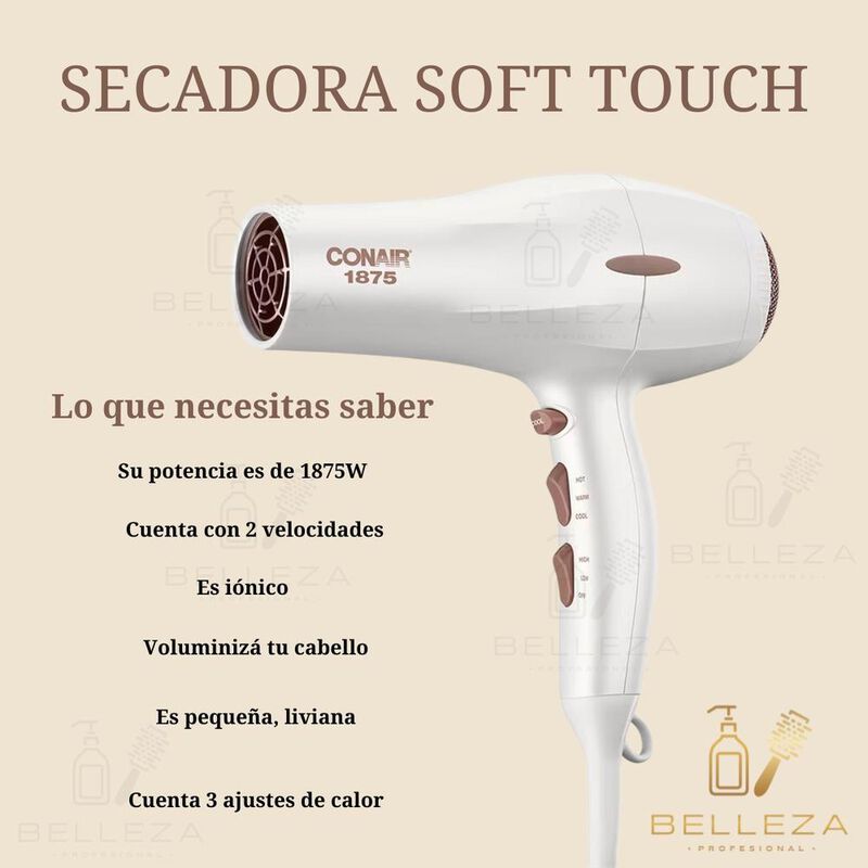 Secadora Cabello Soft Touch Turbo Iones Cer&aacute;mic... image number null