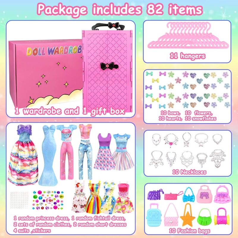 Juego De Ropa Y Accesorios Para Mu&ntilde;ecas De 82 P... image number null