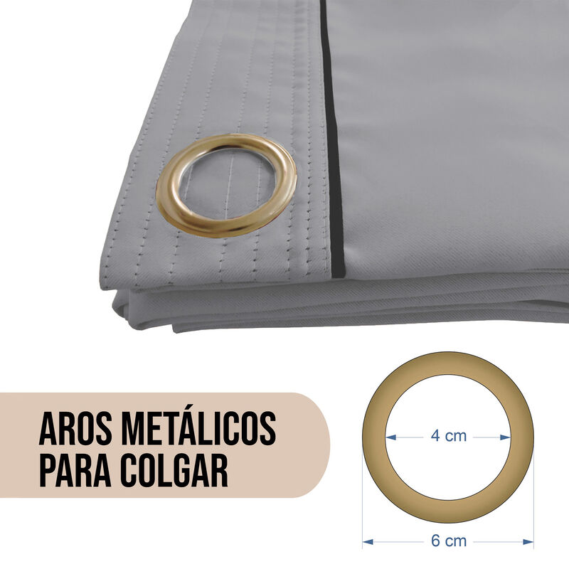 Cortinas Black Out Lisa Gris Plata con Argollas image number null
