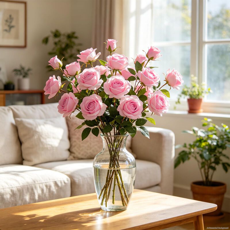 Flores Artificiales Yastouay Rosas Rosadas 300 ... image number null