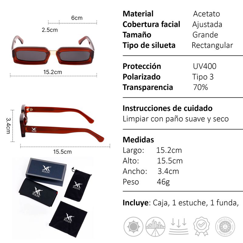 Lentes De Sol Xolek 105 Moda Met&aacute;lico Retro Uv ... image number null
