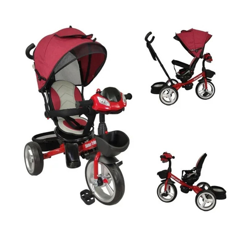 Triciclo Para Ni&ntilde;os Rojo 7en1 Con Asiento Girat... image number null