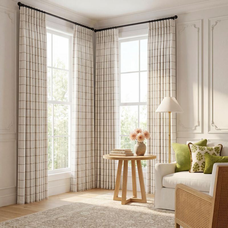 Cortinas Opacas A Cuadros Three Girls 213 cm, J... image number null