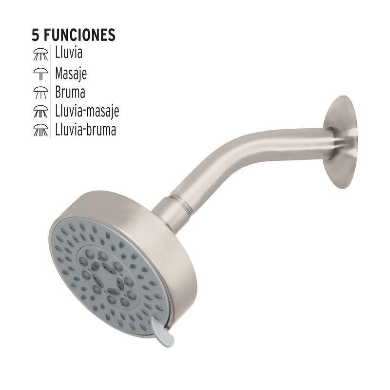 Regadera Satín 4'con 5 Funciones con Brazo Fose... image number null