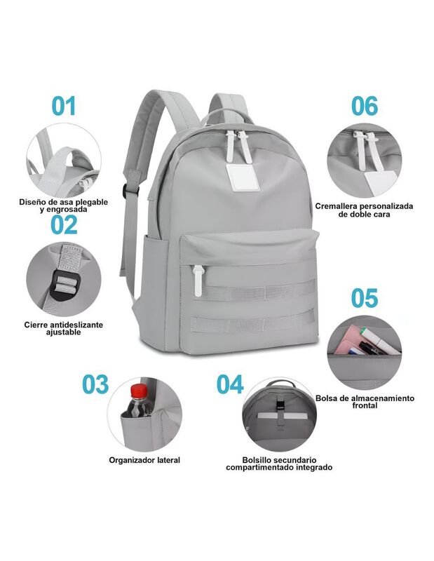 Mochila Escolar Pink Brule image number null