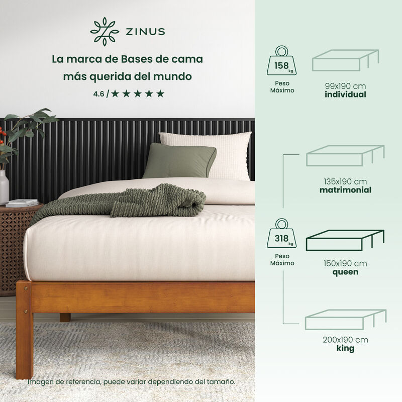 Zinus | Ellie | Base De Cama Queen De Bamb&uacute; De ... image number null