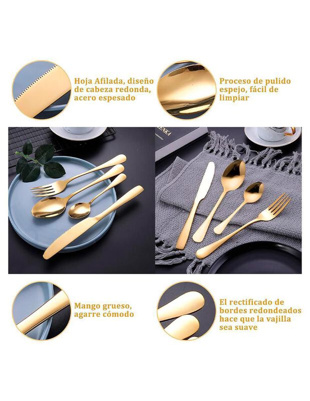 Set Cubiertos Pink Brule Foodhome De Acero Inox... image number null