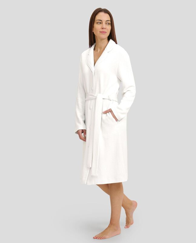 Bata de Botones de Punto Circular Marfil image number null