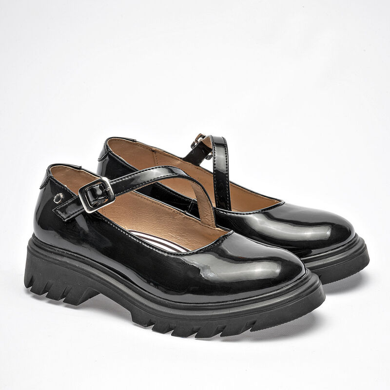 Elefante Zapato para ni&ntilde;a. Negro charol image number null