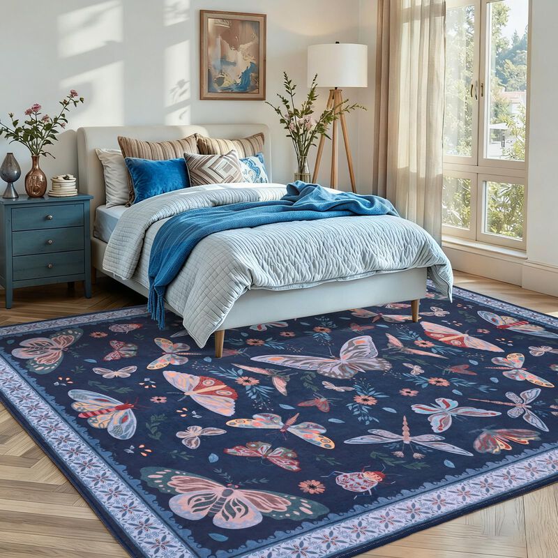 Alfombra Bleum Cade 244x152 Cm Mariposa Azul La... image number null