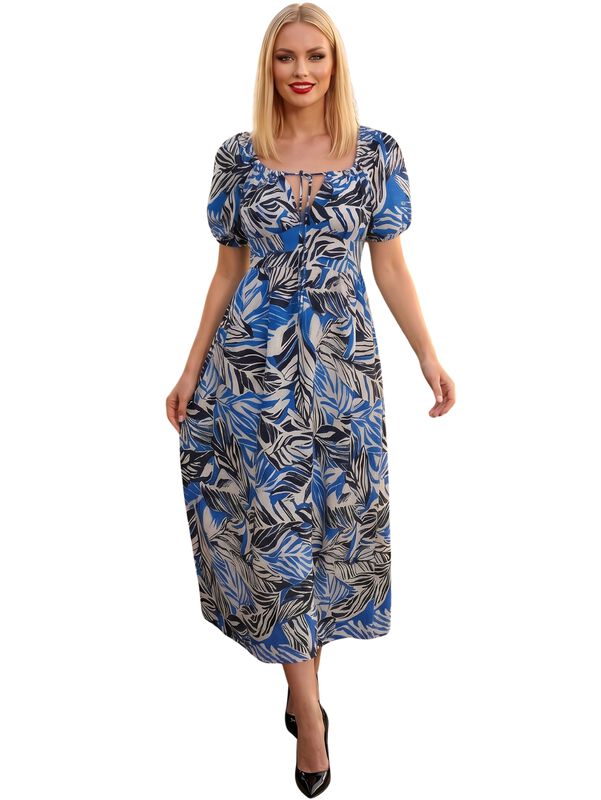Vestido Largo Casual Chic Floral Ves-1068 Azul ... image number null