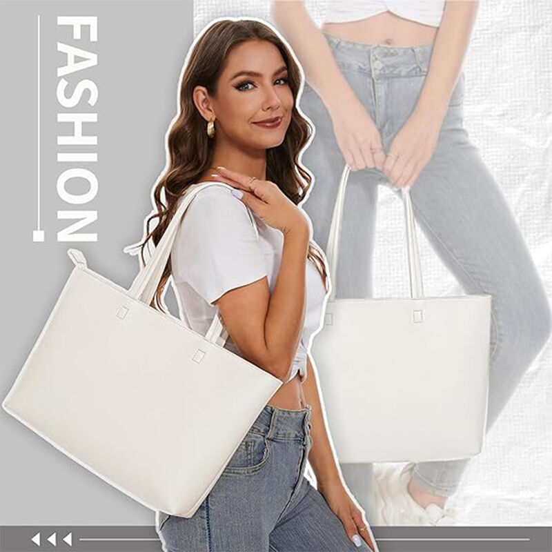 Bolso de Cuero Suave de Alta Capacidad Blanco image number null