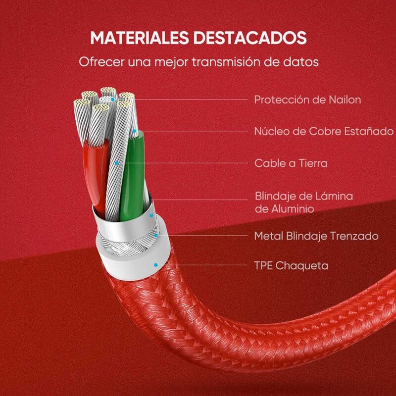 Cable Datos Ugreen Usb-a A Lightning 1m Rojo Ce... image number null