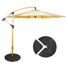 Sombrilla Tipo Madera Beige Exterior Lujo 2.9m + Base Contrapeso Jardimex
