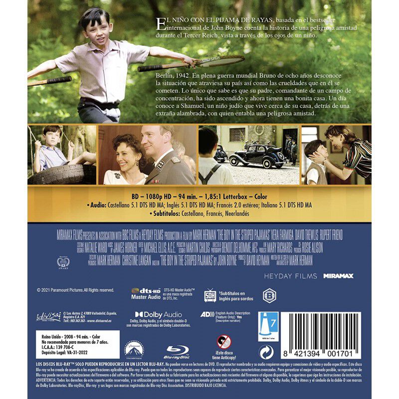 El ni&ntilde;o con el pijama de rayas - BD [Blu-ray] image number null