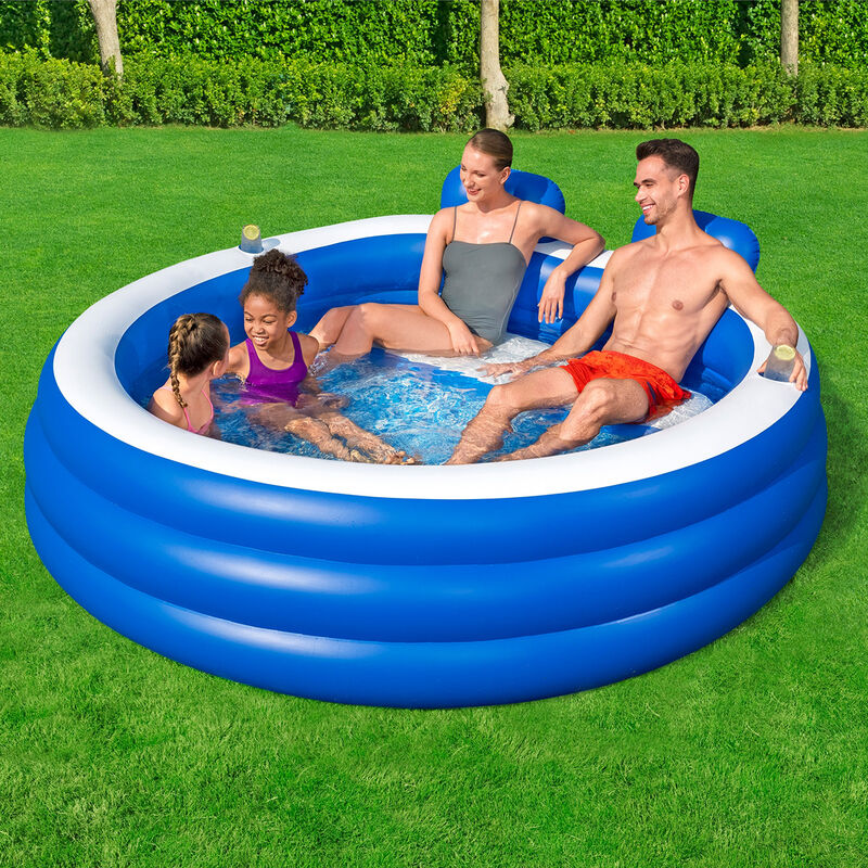 Alberca Inflable Familiar Redonda Color Azul co... image number null