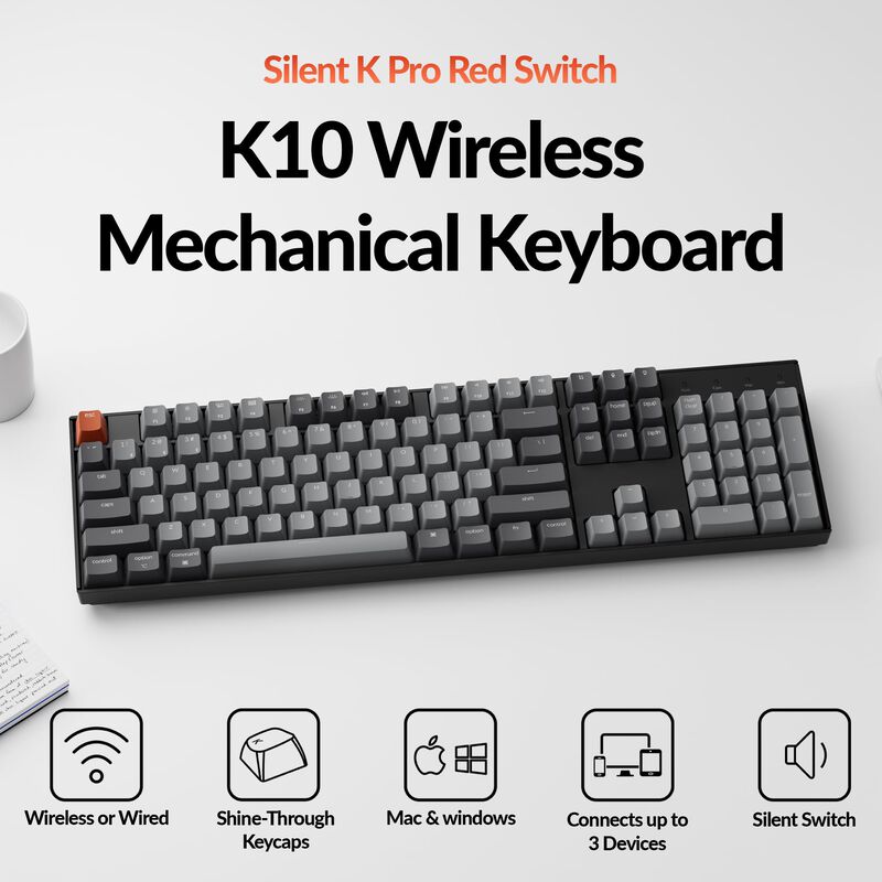 Teclado Mec&aacute;nico Inal&aacute;mbrico Keychron K10 De 10... image number null