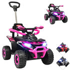 Montable Electrico para Ni&ntilde;os H&iacute;brido 4x4 con Bast&oacute;n Dirigible y Pedal Acelerador Barras de Seguridad Luces Bater&iacute;a 6v - Rosa