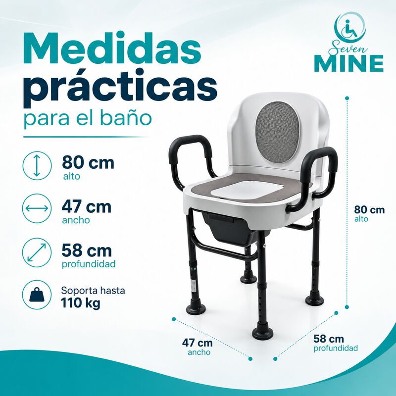 Silla De Ba&ntilde;o Con Comodo Inodoro Cuadrado Con T... image number null