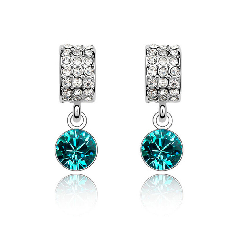 Aretes en Baño de Oro Blanco de 18K con Cristal... image number null
