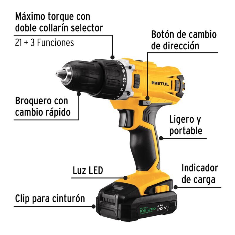Taladro Inalámbrico 1/2' 20 V Pretul image number null