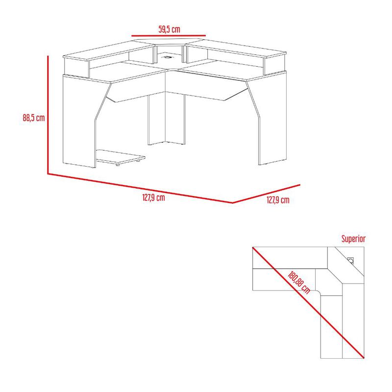 Escritorio Gamer Invictor Wengue Y Verde Con Es... image number null