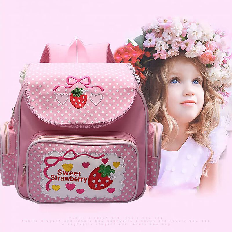 Mochila Lovemore Kawaii Bordado Fresa Para Ni&ntilde;a image number null