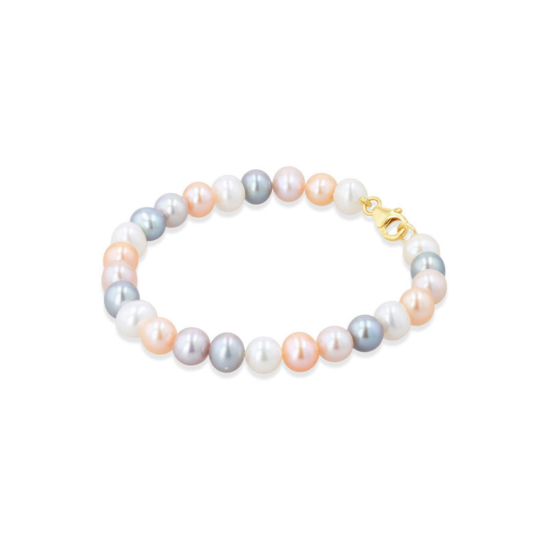 Pulsera Oro Amarillo 14k Con Perlas Multicolor image number null