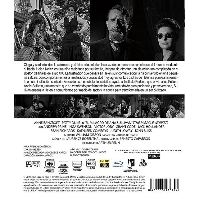 El Milagro De Ana Sullivan [blu-ray] (1962) The... image number null
