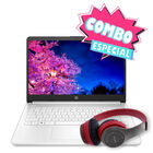 Combo Laptop Hp 14" Celeron 64Gb 4Gb Ram Blanco 14-dq3000dx + Audifonos Bluetooth