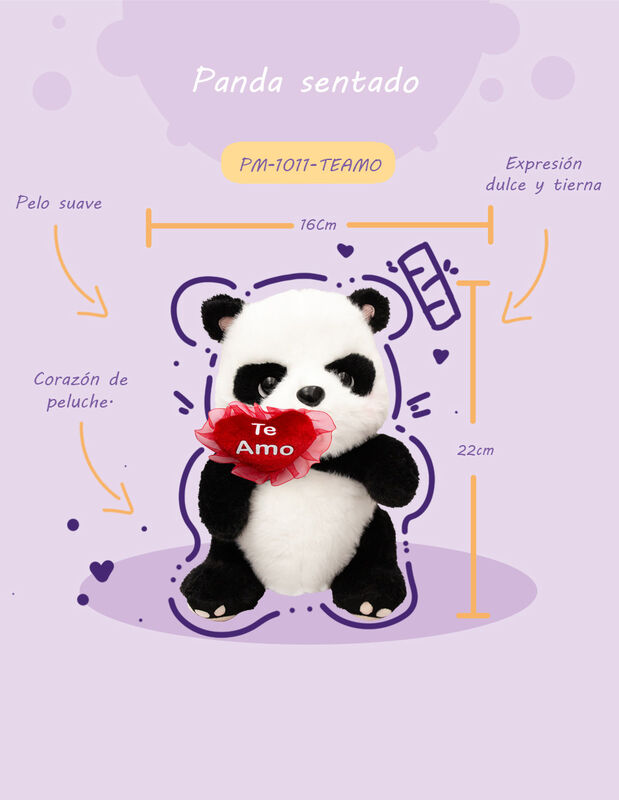 Regalo San Valent&iacute;n Peluche Oso Panda Sentado C... image number null